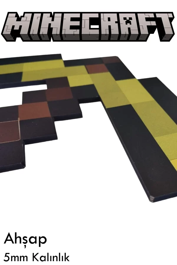 Ahşap 5mm Minecraft Kazma 35cm Boyunda 29cm Eninde - Görsel 2